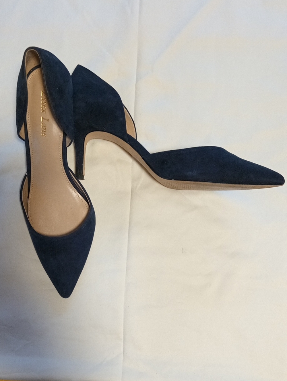 Navy Suede Pointed Toe Pumps - Women's